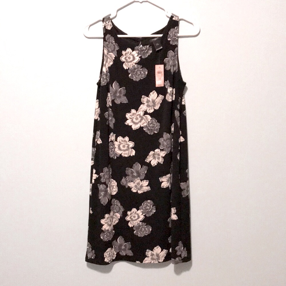 Loft black dress with flower print